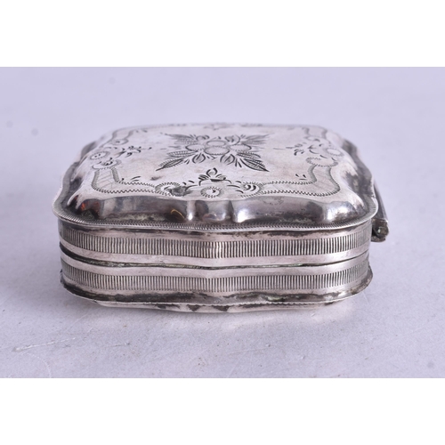1482 - A Continental Silver Snuff Box.  Dutch Marks.  5cm x 5cm x 2.2cm, weight 27.8g