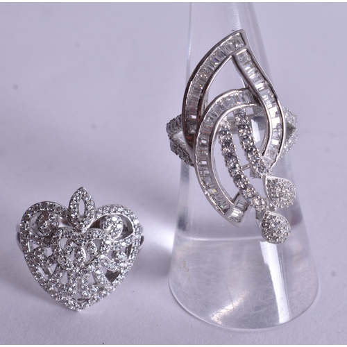 1484 - Two Silver Rings.  Stamped 925, Sizes L / N, total weight 12g (2)