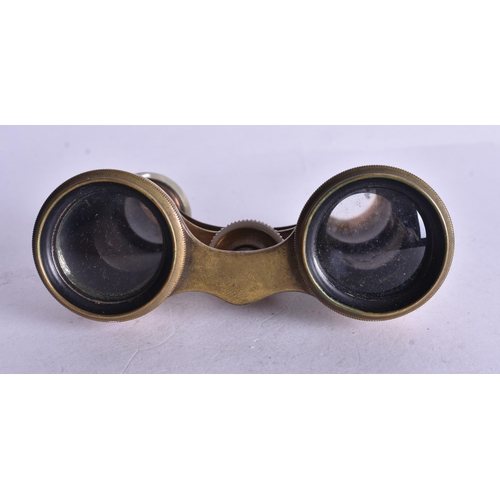 1487 - A Pair of Mother of Pearl Mounted Opera Glasses.  7.2cm x 10cm x 3.7cm (extended)