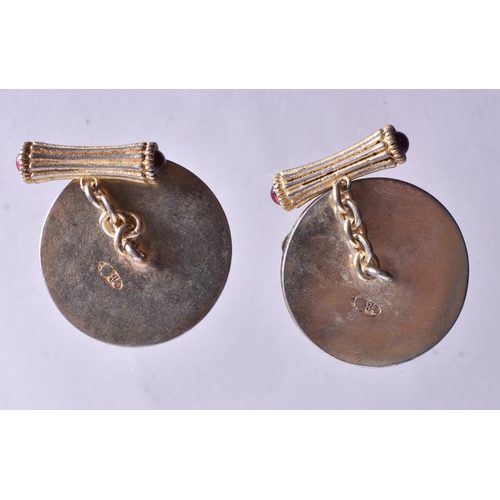 1500 - A Pair of Continental Silver Gilt Eagle Cufflinks.  Stamped 84.  2.5cm diameter, weight 39.2g