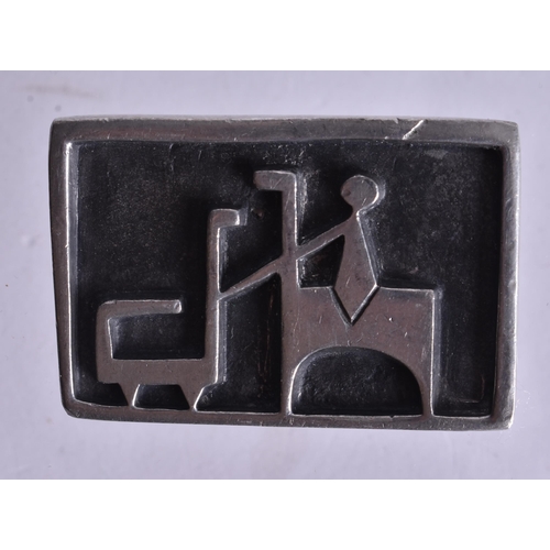 1518 - Roland Landerholm vintage pewter jewellery Brooch 4.8cm x 3.2cm, weight 35.9g (1950-1970s).  The his... 