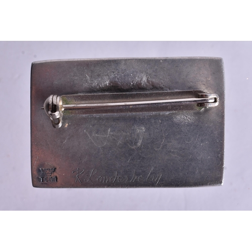 1518 - Roland Landerholm vintage pewter jewellery Brooch 4.8cm x 3.2cm, weight 35.9g (1950-1970s).  The his... 