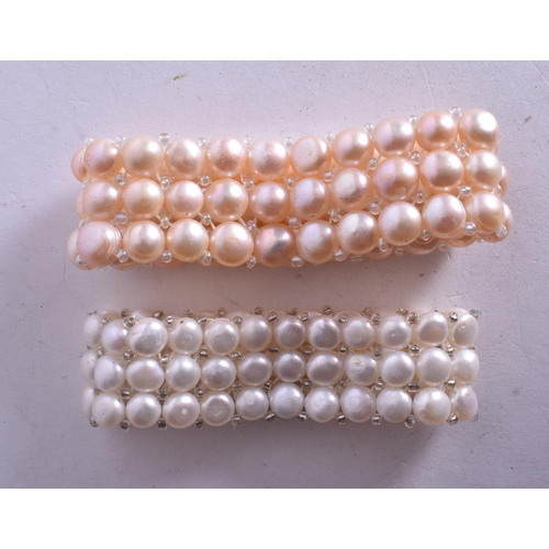 1535 - Two Three Strand Bead Bracelets.  Largest 17cm x 2.4cm, total weight 57.2g (2)