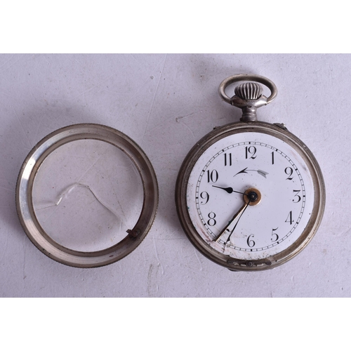 1542 - A Continental Silver Cased Alarm Pocket Watch.  Stamped 800. Not working, 5cm diameter