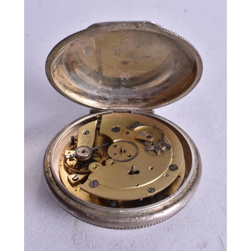 1542 - A Continental Silver Cased Alarm Pocket Watch.  Stamped 800. Not working, 5cm diameter