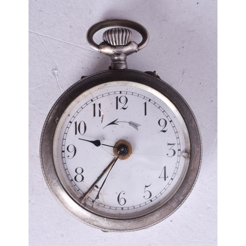 1542 - A Continental Silver Cased Alarm Pocket Watch.  Stamped 800. Not working, 5cm diameter