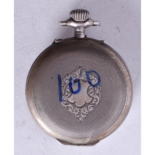 1542 - A Continental Silver Cased Alarm Pocket Watch.  Stamped 800. Not working, 5cm diameter