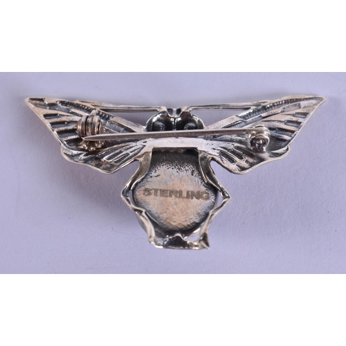 1579 - A Sterling Silver and Hardstone Bug Brooch.  4.3cm x 2.6cm, weight 6.9g