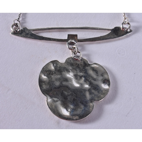 1617 - A Sterling Silver Nouveau Style Pendant Necklace with an Embossed Girl Decoration.  Pendant 5cm drop... 