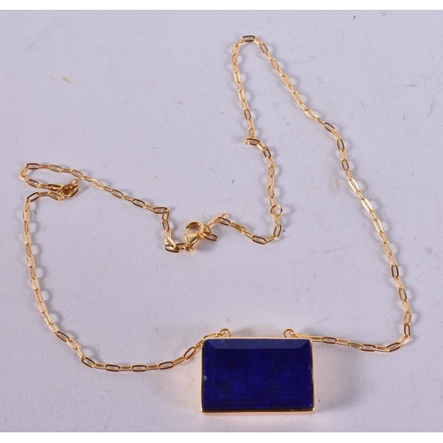 1635 - A Silver Gilt and Hardstone Pendant Necklace.  Stamped 925, Pendant 1.7cm x 2.6cm, Chain 46cm long, ... 