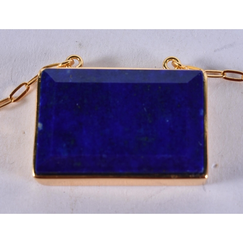 1635 - A Silver Gilt and Hardstone Pendant Necklace.  Stamped 925, Pendant 1.7cm x 2.6cm, Chain 46cm long, ... 