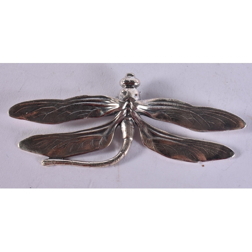 1637 - A Sterling Silver Nouveau Style Brooch in the form of a Dragonfly.  9.5cm x 4cm,  weight 24.6g