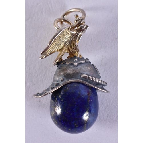 1643 - A Continental Silver Pendant with a Winged Eagle Atop a Helmet Finial.  Stamped 84.  4.4cm x 2.4cm x... 