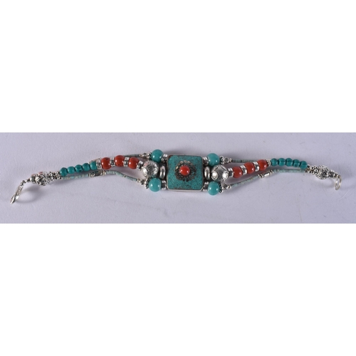 1670 - A Tibetan Style Hardstone Bracelet.  19cm long,  weight 29.7g