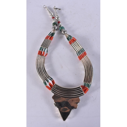 1671 - A Tibetan Style Hardstone Necklace.  49cm long, weight 151g