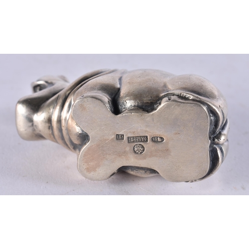 1679 - A Continental Silver Hippo.  Stamped 84.  4.9cm x 7.2cm x 3.4cm, weight 72.8g