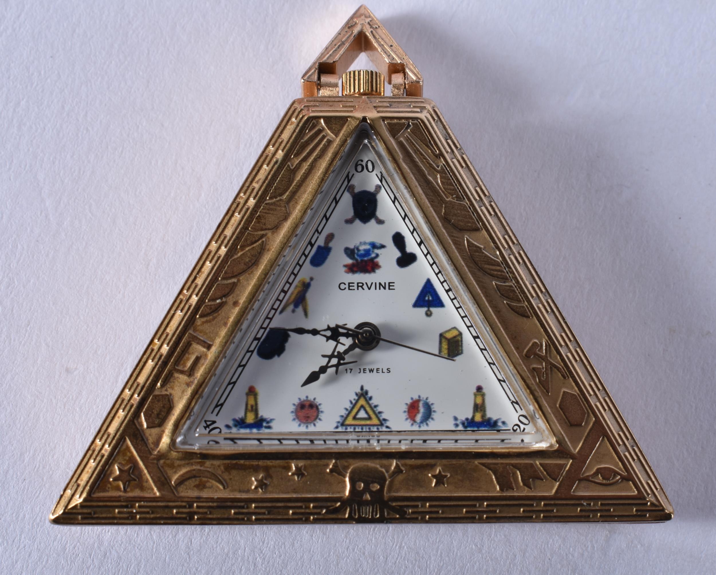 A Continental Silver Gilt Triangular Pocket Watch with Masonic Dial ...