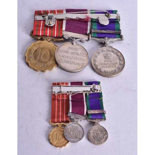 1710 - Mounted ERII GSM with clasp South Arabia, LS&GC Medal and Oman 15th Anniversary Medal with Miniature... 