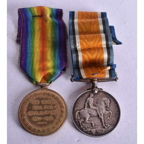 1717 - WW1 Medal Pair Named- 85383 Pte J. Walker MGC (2)