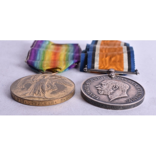 1717 - WW1 Medal Pair Named- 85383 Pte J. Walker MGC (2)