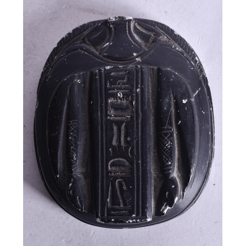1743 - A Carved Hardstone Scarab Seal.  8cm x 6.9cm x 2.4cm