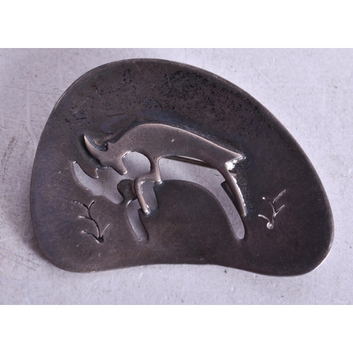 1795 - A Vintage Sterling Silver Mid Century Moders Brooch featuring a cut out design reminiscent of Lascau... 