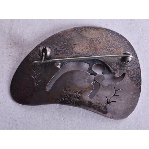 1795 - A Vintage Sterling Silver Mid Century Moders Brooch featuring a cut out design reminiscent of Lascau... 