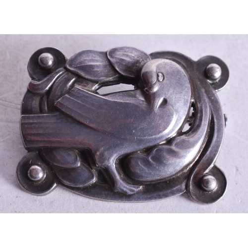 1796 - A Danish Sterling Silver Bird Brooch by Georg Jensen.  Stamped GJ.  2.9cm x 3.8cm, weight 11.1g