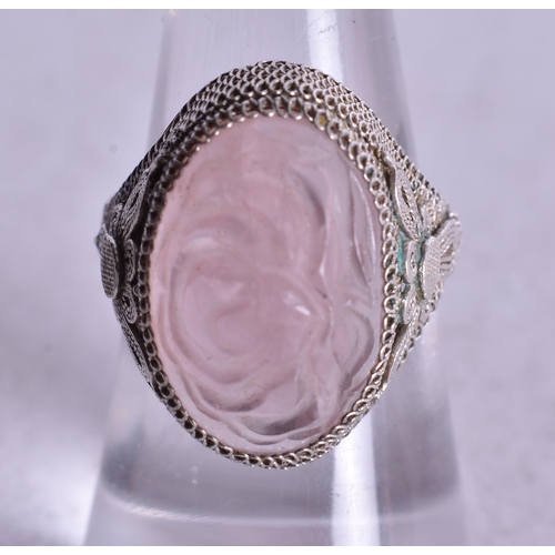 1798 - A Rose Quartz Ring.  Size M/N (adjustable), weight 4.9g