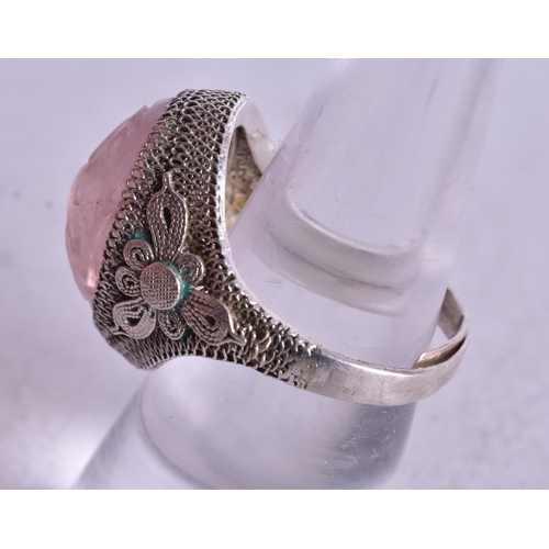1798 - A Rose Quartz Ring.  Size M/N (adjustable), weight 4.9g