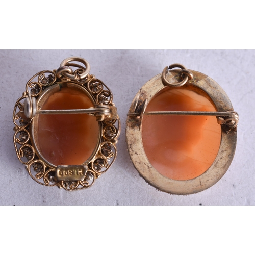 1799 - Two Gilt Mounted Cameo Brooches.  2.9cm x 2.3cm, total weight 9.7g (2)