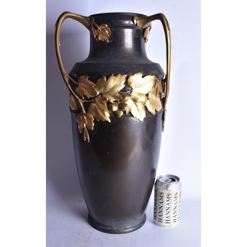 1840 - A LARGE ART NOUVEAU J P KAYSER SOHN BRONZE VASE Ex Sotheby's Elton John Auction. 50 cm x 18 cm.