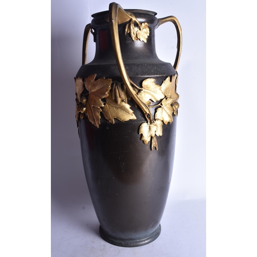 1840 - A LARGE ART NOUVEAU J P KAYSER SOHN BRONZE VASE Ex Sotheby's Elton John Auction. 50 cm x 18 cm.