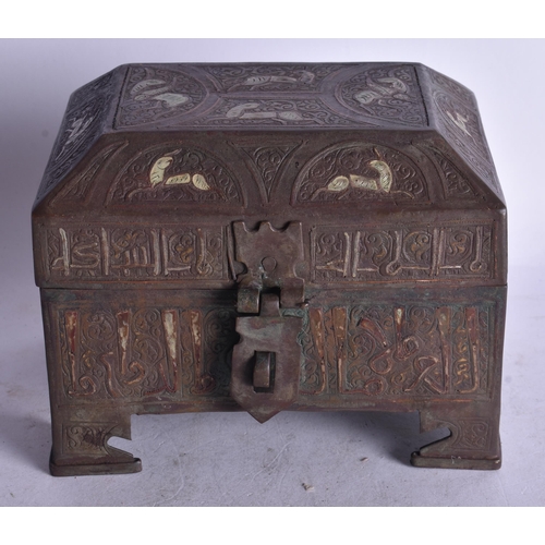 1853 - AN ISLAMIC SILVER INLAID COFFER. 14 cm wide.