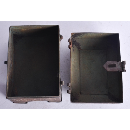 1853 - AN ISLAMIC SILVER INLAID COFFER. 14 cm wide.