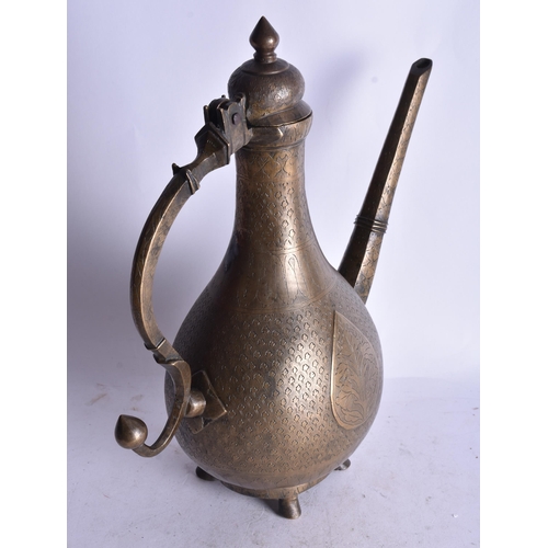 1858 - AN ANTIQUE ISLAMIC BRONZE AFTABA EWER. 29 cm high.