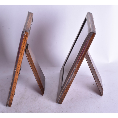 1869 - A Pair of Wood Backed Silver Mounted Picture Frames with Engine Turned Decoration and vacant cartouc... 