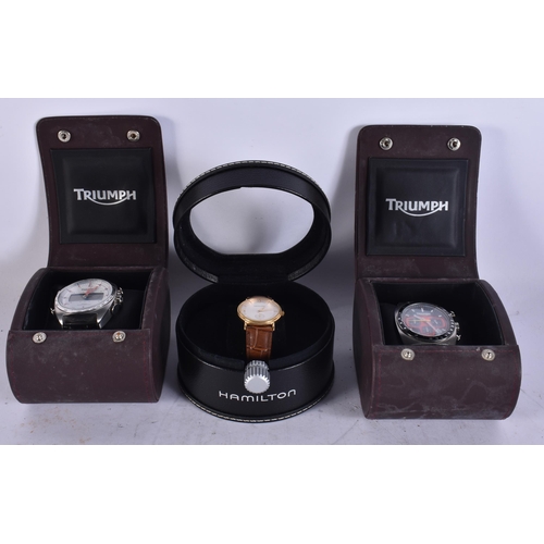 1917 - TWO TRIUMPH WRISTWATCHES and a Hamilton wristwatch. Untested. (3)