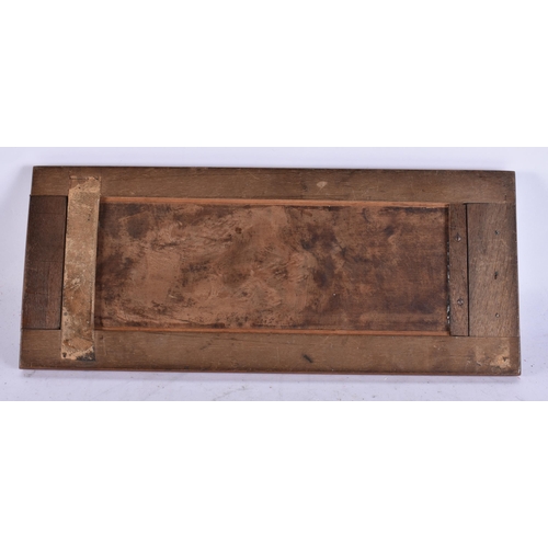 1934 - AN ANTIQUE BURR WALNUT AND SEVRES PORCELAIN BOOKRACK. 32 cm x 16 cm.