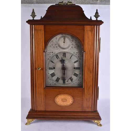 1938 - A LARGE ANTIQUE BRACKET CLOCK ON BELLS. 74 cm x 38 cm.