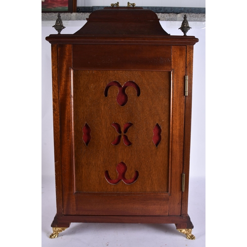 1938 - A LARGE ANTIQUE BRACKET CLOCK ON BELLS. 74 cm x 38 cm.