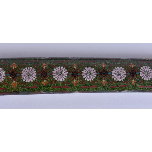 1939 - A 19TH CENTURY JAPANESE MEIJI PERIOD CLOISONNE ENAMEL SAMURAI SWORD within a later lacquered case. 6... 