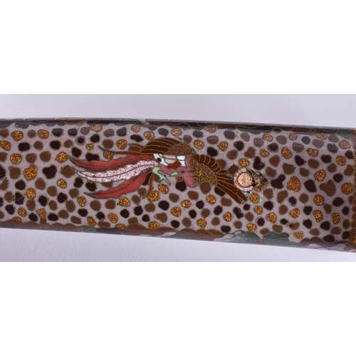1939 - A 19TH CENTURY JAPANESE MEIJI PERIOD CLOISONNE ENAMEL SAMURAI SWORD within a later lacquered case. 6... 