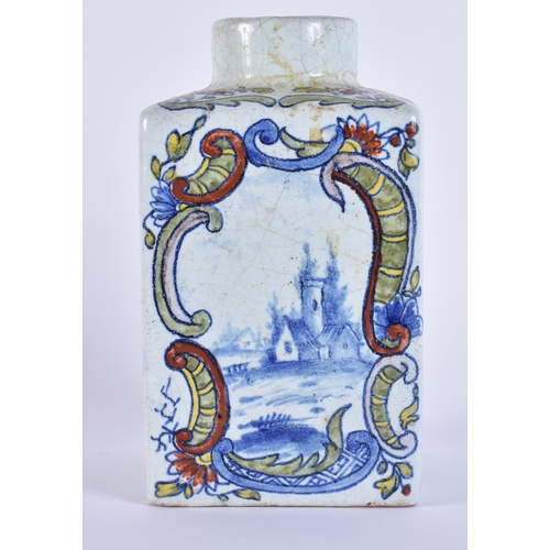 1941 - AN ANTIQUE DUTCH DELFT FAIENCE POTTERY TEA CADDY. 13.5 cm high.