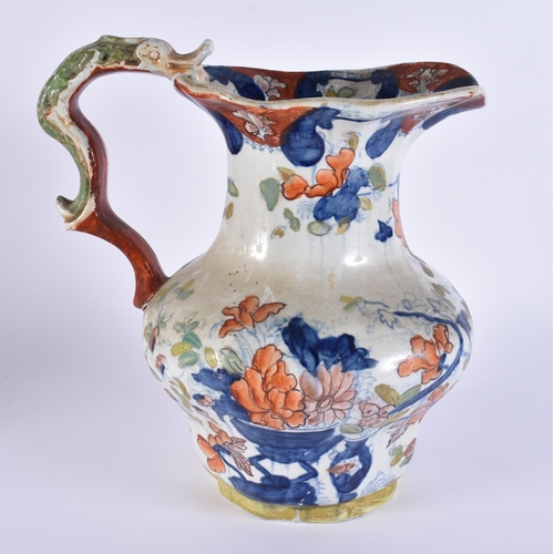 1943 - A 19TH CENTURY MASONS IRONSTONE POTTERY JUG. 27 cm x 20 cm.