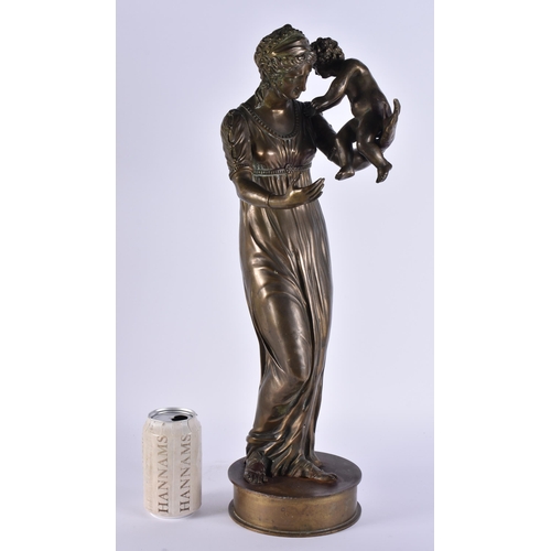 1955 - A LARGE 19TH CENTURY EUROPEAN BRONZE FIGURE OF A FEMALE modelled with a child. 51 cm high.