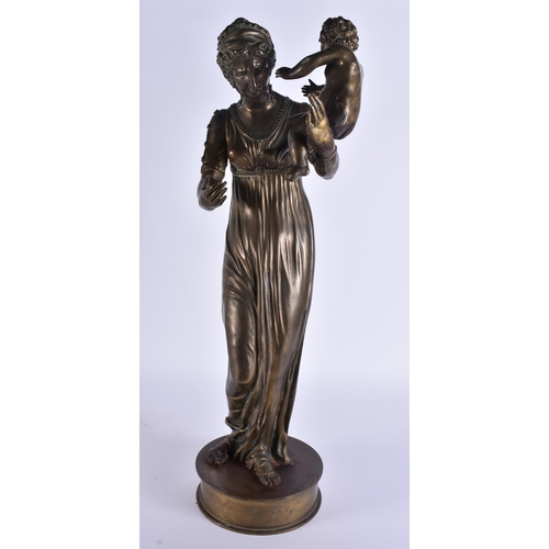 1955 - A LARGE 19TH CENTURY EUROPEAN BRONZE FIGURE OF A FEMALE modelled with a child. 51 cm high.
