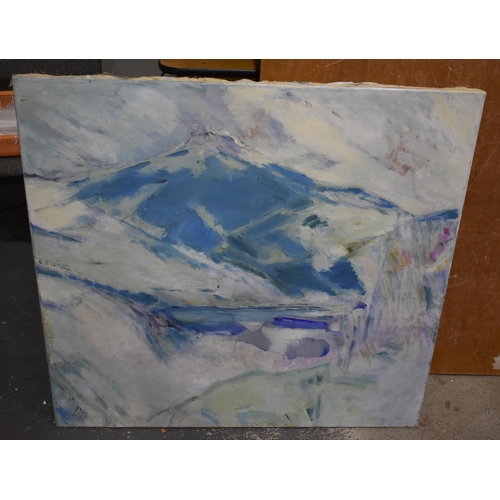 1957 - European School (20th Century) Oil on canvas, Snowy landscape. 86 cm x 92 cm.