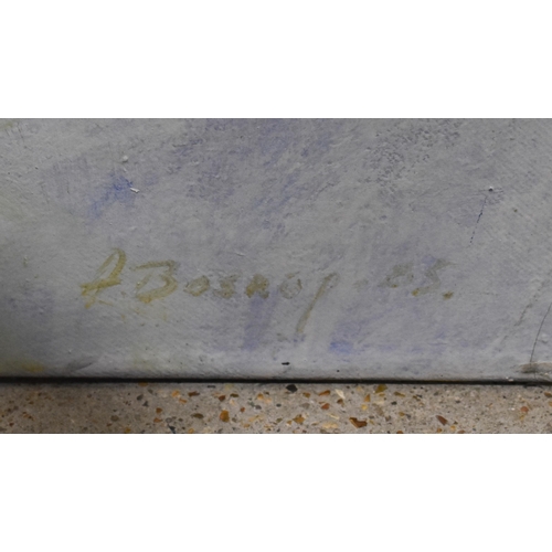 1957 - European School (20th Century) Oil on canvas, Snowy landscape. 86 cm x 92 cm.