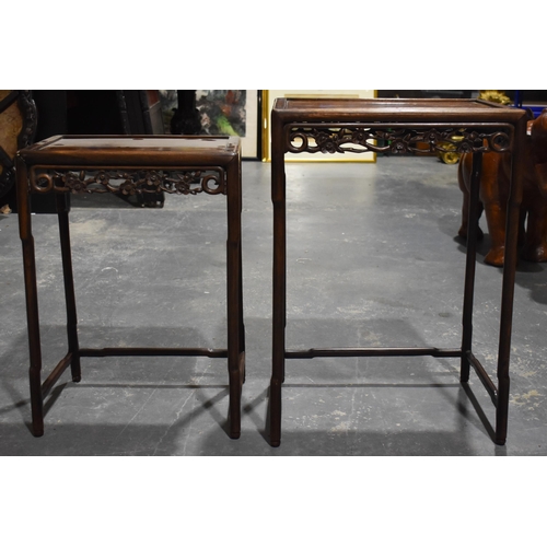 1981 - TWO LATE 19TH CENTURY CHINESE HARDWOOD TABLES. Largest 72 cm x 50 cm x 35 cm. (2)